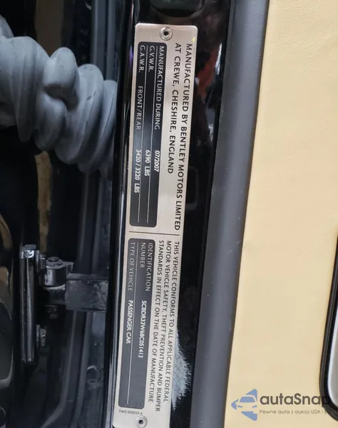 2008 Bentley Continental Gtc z USA, uszkodzony, nr VIN SCBDR33W68C051413